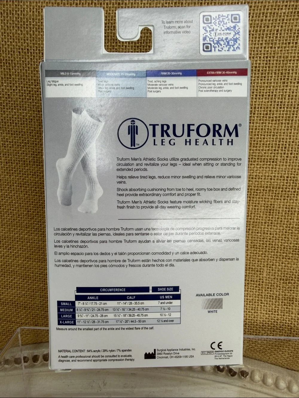 TruForm Men's Athletic Socks - White